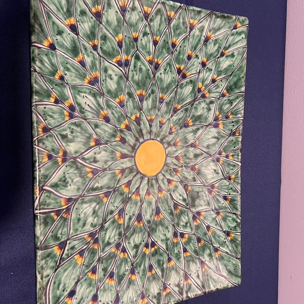 Green and Yellow Mexican Talavera Ceramic Wall Art